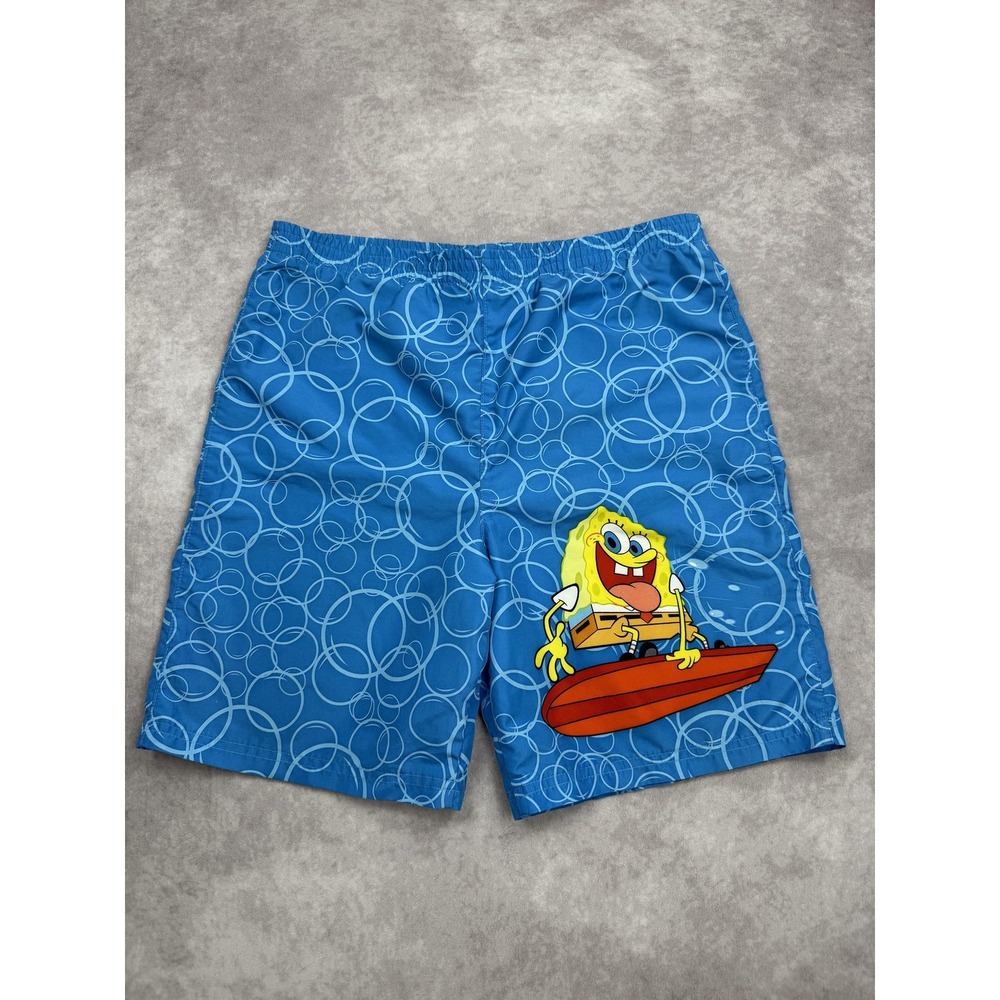 Vintage‎ SpongeBob SquarePants Shorts Youth 12/14 Surf Swim Trunks 2004